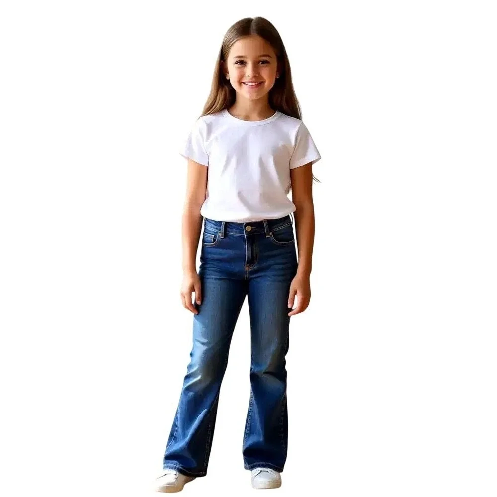 Levis Girls Flare Denim Dark Wash Adjustable Waist Stretch Jeans Size 12‎ NWT